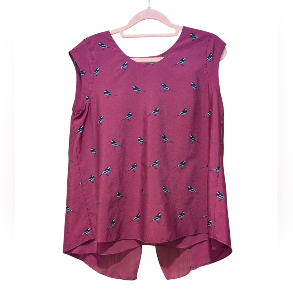 Banana Republic Open Back Sleeveless Bird Top Sz SP